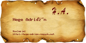 Hege Adrián névjegykártya